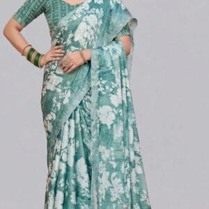 georgette with weaving mirror cut work 1027