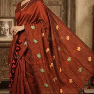 cotton khadi sari with butterfly embroidery 1041